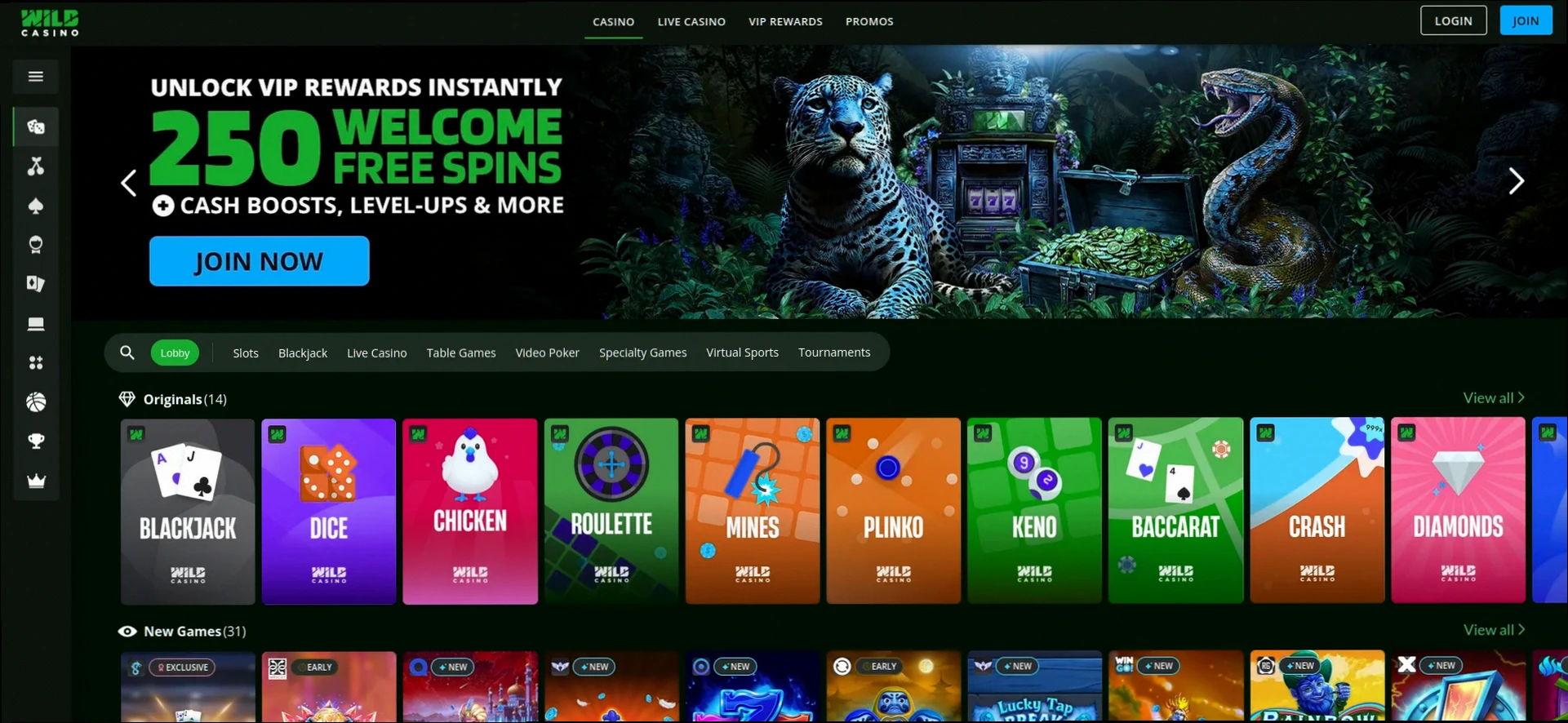 Wild Casino 250% fino a $1.000 bonus di benvenuto